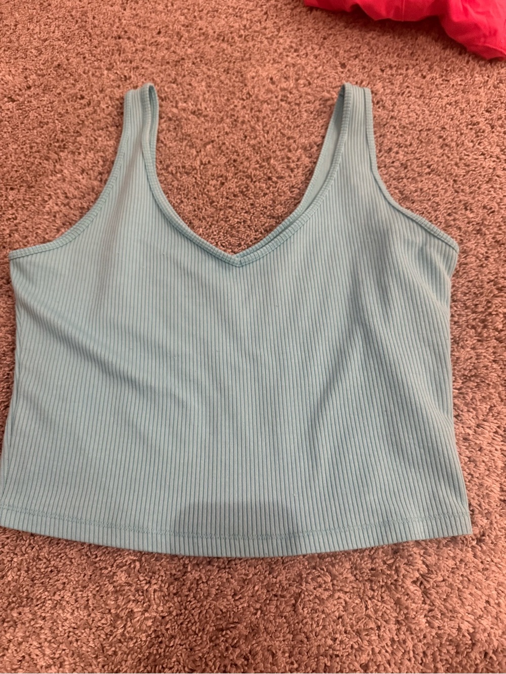 Hollister Light Blue Ribbed V-Neck Crop Tank